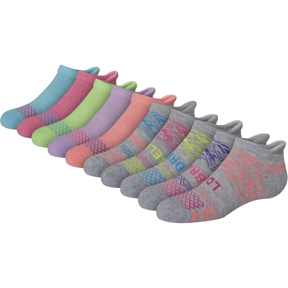 image:imageHanes Girls Comfort Fit Heel Shield and No Show Socks 10Pair PacksCoralPinkLilacGreenGray