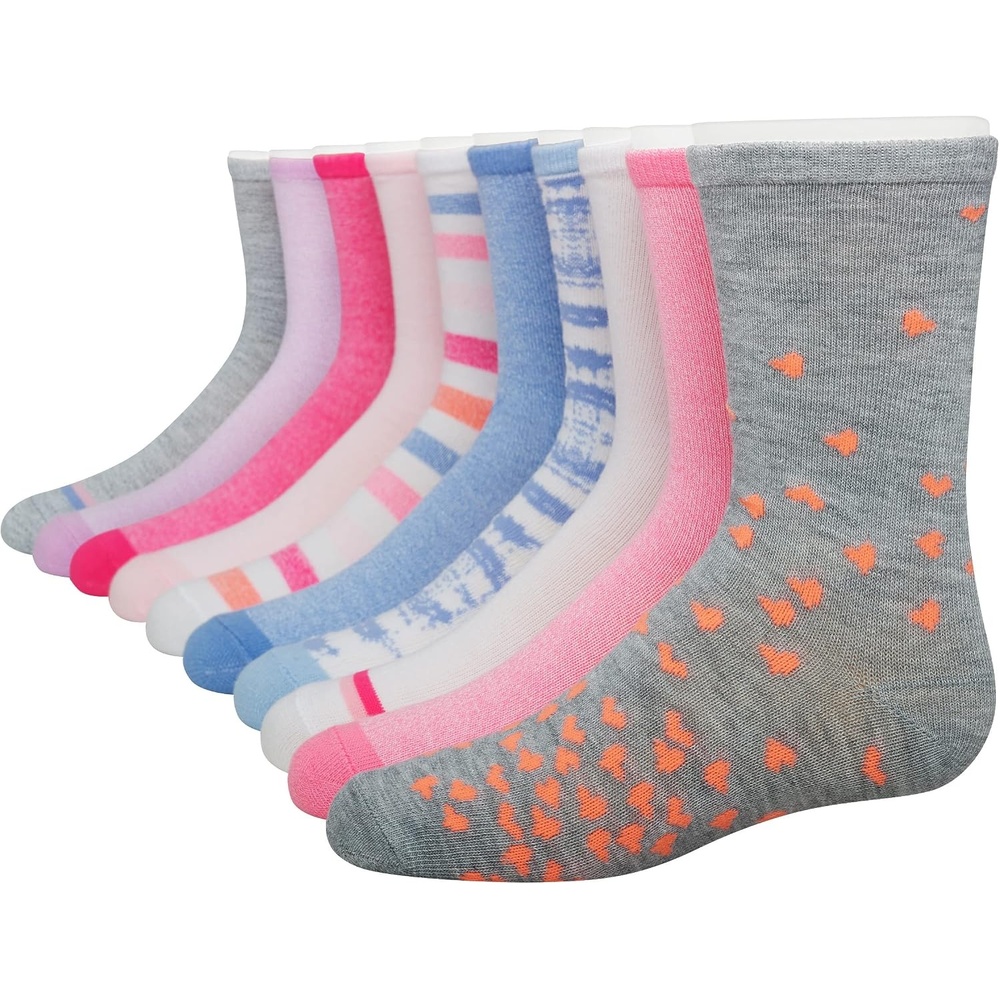 image:imageHanes Girls Socks Fashion Patterned Soft Socks No Show Ankle and Crew 12pair PacksPinkGrayBlueLavender