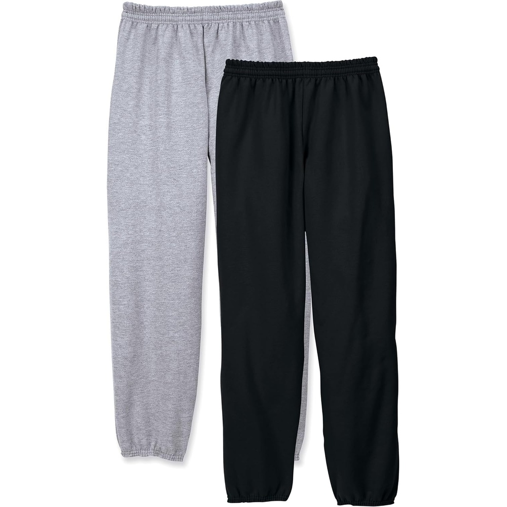 image:imageHanes Mens Ecosmart Best Sweatpants Athletic Lounge Pants with Ced CuffsBlackLight Steel 2 Pack