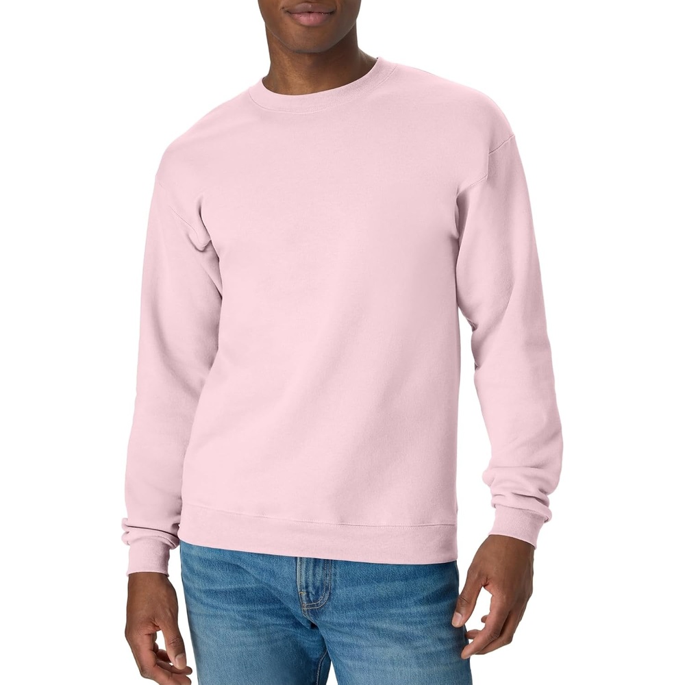 image:imageHanes Mens Sweatshirt EcoSmart Fleece Crewneck Sweatshirt Big amp Tall Available 1 or 2PackPale Pink