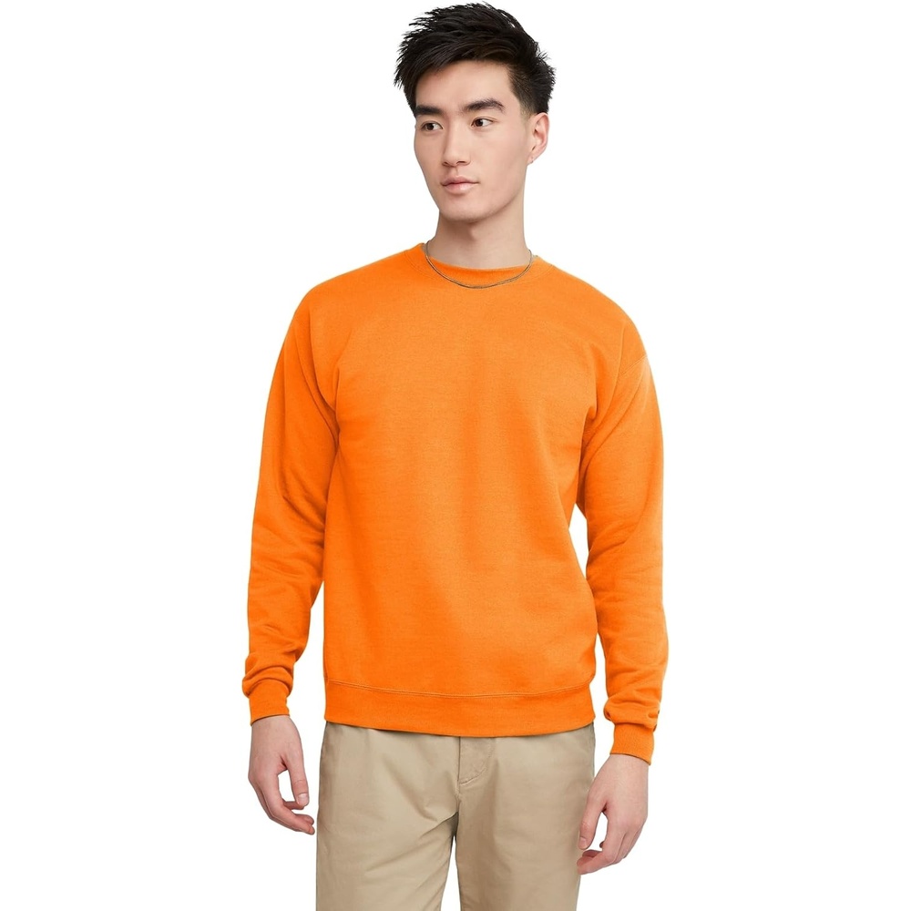 image:imageHanes Mens Sweatshirt EcoSmart Fleece Crewneck Sweatshirt Big amp Tall Available 1 or 2PackSafety Orange