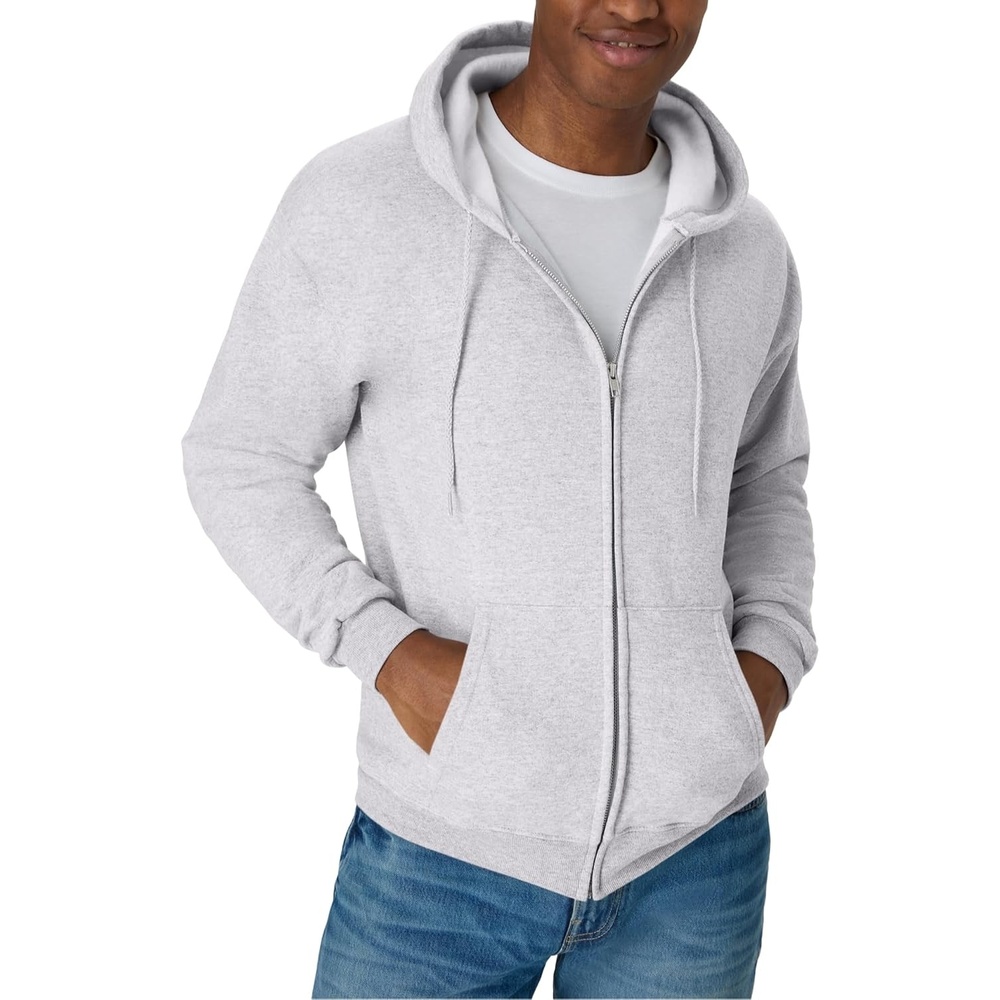 image:imageHanes Mens Zipup Hoodie Ecosmart Fleece Fullzip Hoodie for Men Hooded SweatshirtAsh