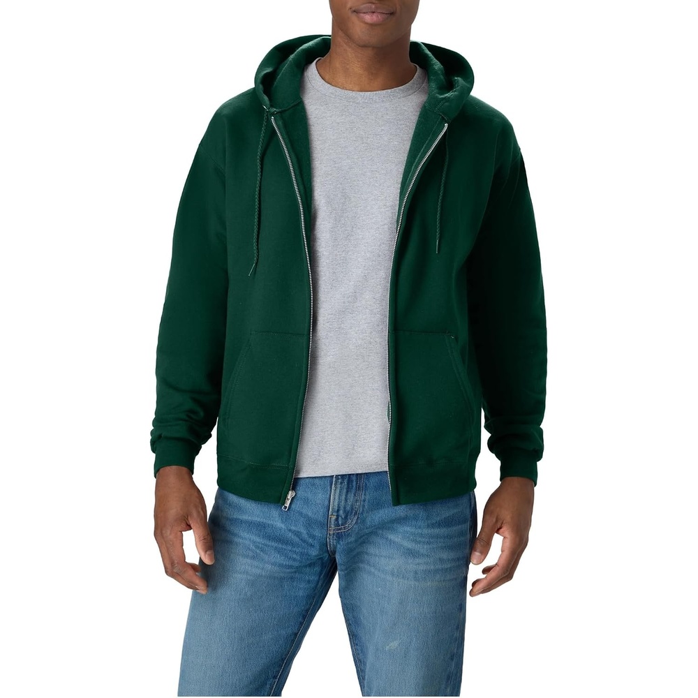 image:imageHanes Mens Zipup Hoodie Ecosmart Fleece Fullzip Hoodie for Men Hooded SweatshirtDeep Forest