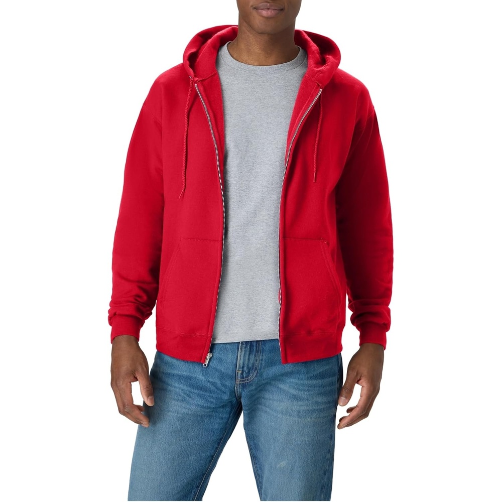 image:imageHanes Mens Zipup Hoodie Ecosmart Fleece Fullzip Hoodie for Men Hooded SweatshirtDeep Red