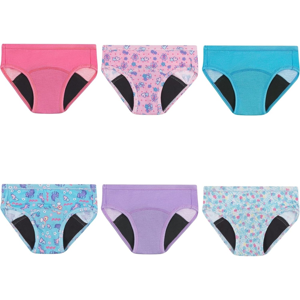 image:imageHanes Toddler Girls Potty Trainer Brief MoistureWicking Panty Odor Protection Potty Trainer Underwear 6PackPinkBlue  Light Leaks  6 Pack