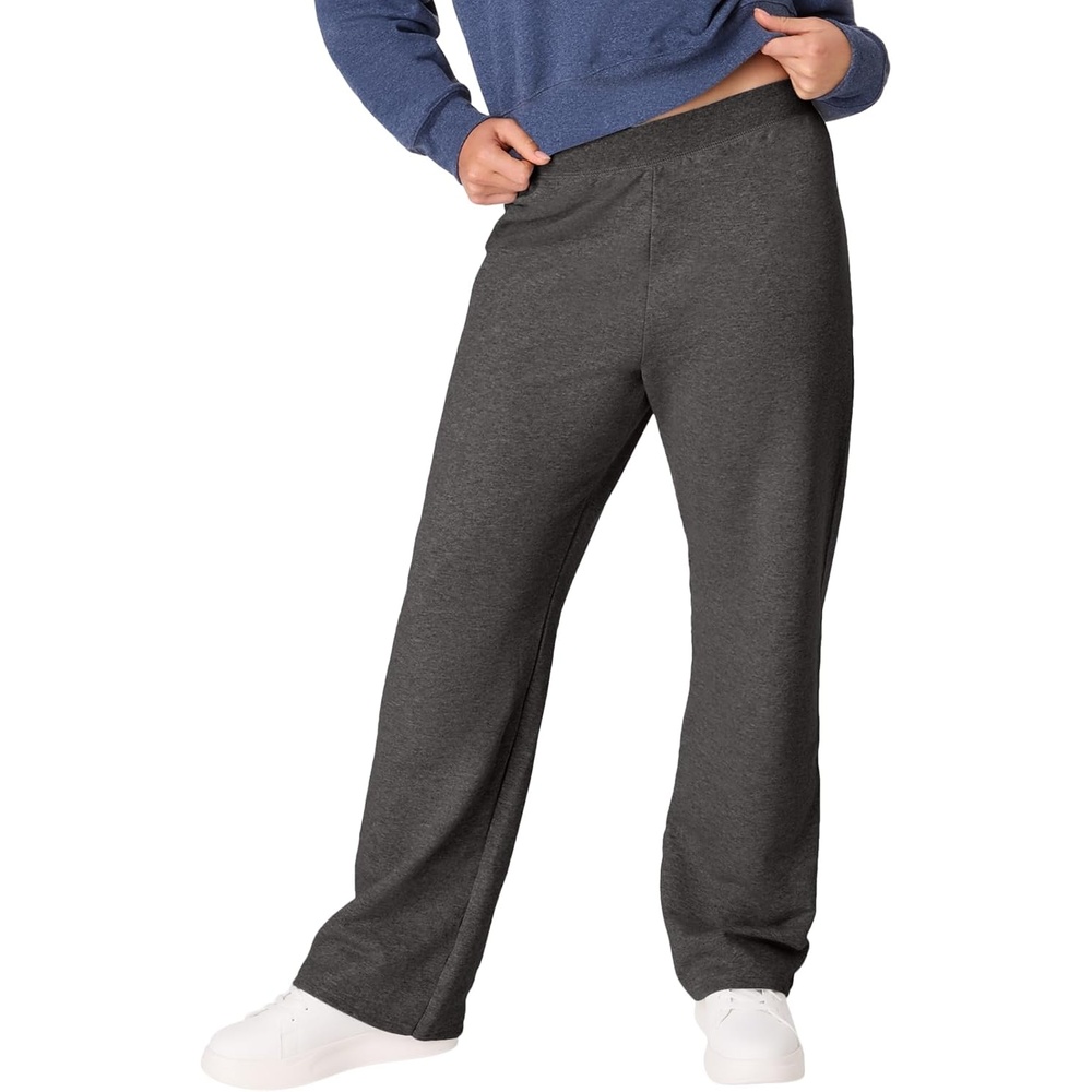image:imageHanes Womens Sweatpants EcoSmart Fleece Joggers OpenBottom Pocketless PullOn Lounge Pants Reg amp Petite SizesSlate Heather