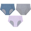 Hanes Girls’ Absorbency Briefs Underwear, 3 Pairs, Confident Nights Cotton Overnight Underwear for Girls(Purple/Mist/Grey)