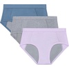Hanes Girls’ Absorbency Briefs Underwear, 3 Pairs, Confident Nights Cotton Overnight Underwear for Girls(Purple/Mist/Grey)