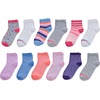 Hanes Girls’ Socks, Fashion Patterned Soft Socks, No Show, Ankle, and Crew, 12-pair Packs(Gray/Blue/Pink/Lavender)