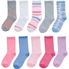 Hanes Girls’ Socks, Fashion Patterned Soft Socks, No Show, Ankle, and Crew, 12-pair Packs(Pink/Gray/Blue/Lavender – 10 Pack)