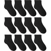Hanes Girls’ White Crew, Ankle & No Show Socks Pack, Cushioned Socks, Uniform Socks for Girls, 12-pairs(Black)