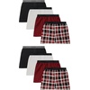 Hanes boys Underwear Boxers, 8-pack, Cotton-blend Woven Boxers for Boys, Moisture-wicking, Breathable(Black/Red Plaid  Soft Crayon  Black/Red Check)