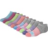 Hanes Girls’ Comfort Fit Heel Shield and No Show Socks, 10-Pair Packs(Pink/Blue/Orange/Green/Purple)