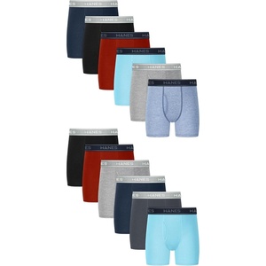 Hanes Boys’ Underwear Boxer Briefs Or Briefs Pack, 8 Or 12 Pack, Cotton Stretch Underwear for Boys & Toddler Boys(Black/Grey/Blue/Red – 12 Pack)