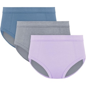 Hanes Girls’ Absorbency Briefs Underwear, 3 Pairs, Confident Nights Cotton Overnight Underwear for Girls(Purple/Mist/Grey)