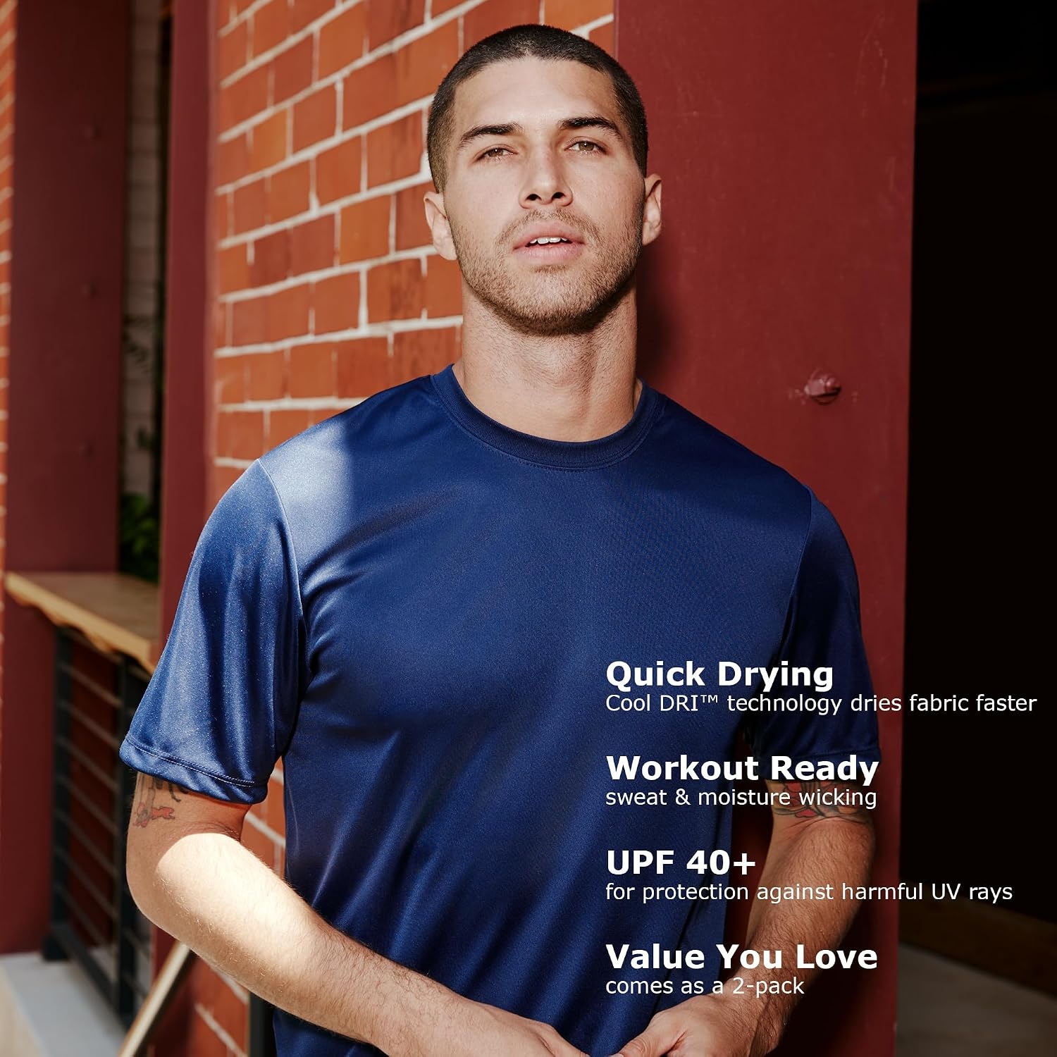 image:imageHanes Mens Cool Dri Performance TShirt MoistureWicking Short Sleeve Tee 40 UPF Protection 2 Or 5 PackGraphite 2 Pack
