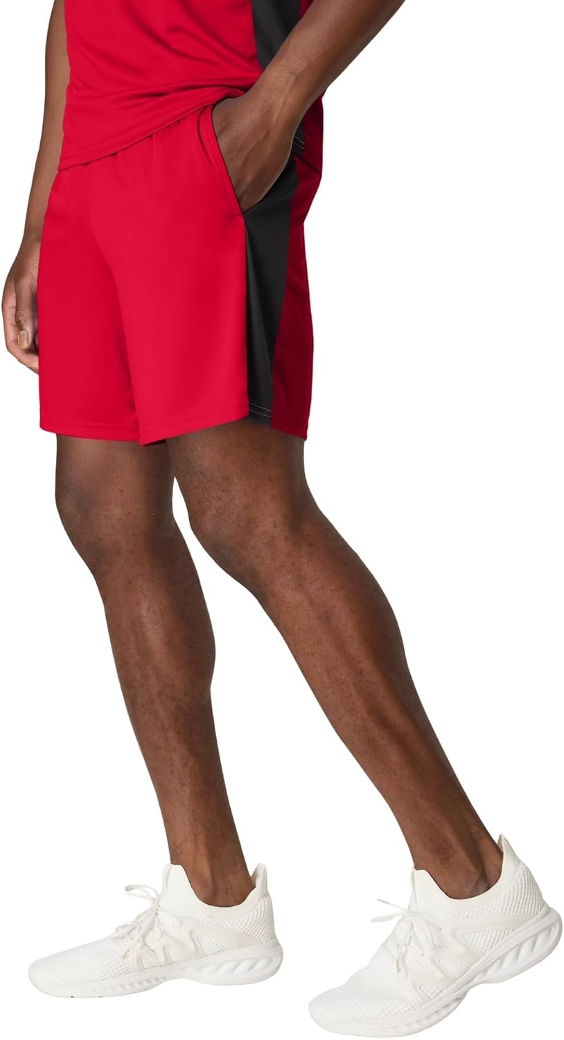 image:imageHanes Mens Shorts Cool Dri 7 Color Blocked Short Moisture Wicking UPF 40 Mens Athletic ShortsBlackCharcoalGraphiteNavy HeatherRed