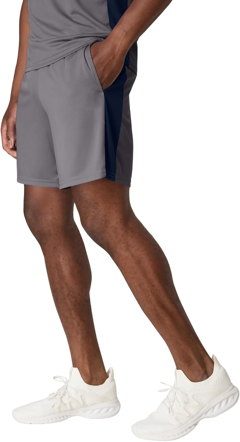 image:imageHanes Mens Shorts Cool Dri 7 Color Blocked Short Moisture Wicking UPF 40 Mens Athletic ShortsBlackNavyRoyalLight BlueGraphite