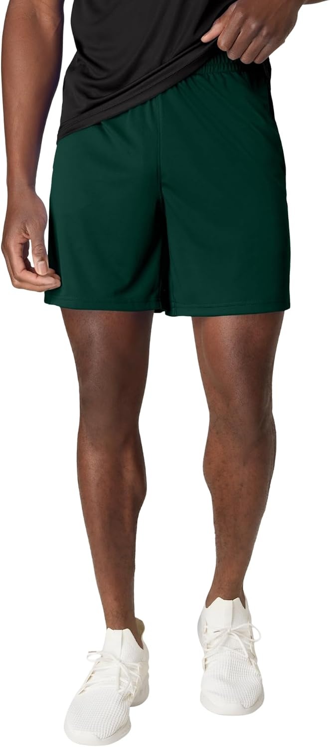 image:imageHanes Mens Shorts Cool Dri 7 Color Blocked Short Moisture Wicking UPF 40 Mens Athletic ShortsDeep ForestNavy HeatherGraphiteBlackCharcoal