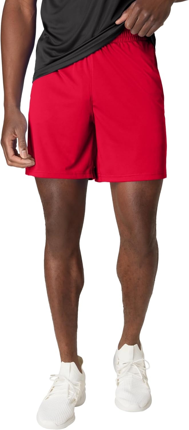 image:imageHanes Mens Shorts Cool Dri 7 Color Blocked Short Moisture Wicking UPF 40 Mens Athletic ShortsDeep RedBlackGraphiteCharcoalGray Heather