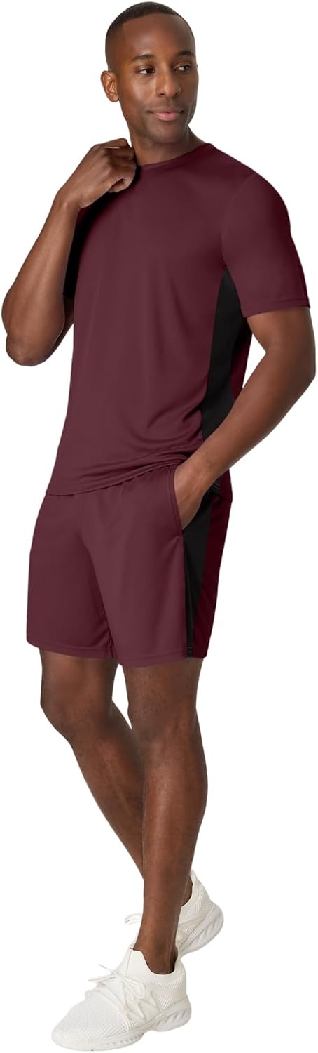 image:imageHanes Mens Shorts Cool Dri 7 Color Blocked Short Moisture Wicking UPF 40 Mens Athletic ShortsMaroonRoyal BlueRedNavyGraphite