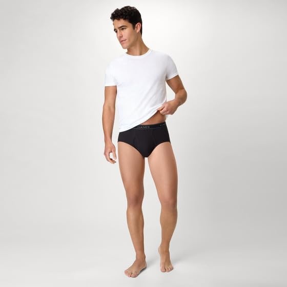 image:imageHanes Mens Underwear Briefs Cotton Mid Rise Briefs Covered Waistband Moisture Wicking MultipackBlack 12 Pack
