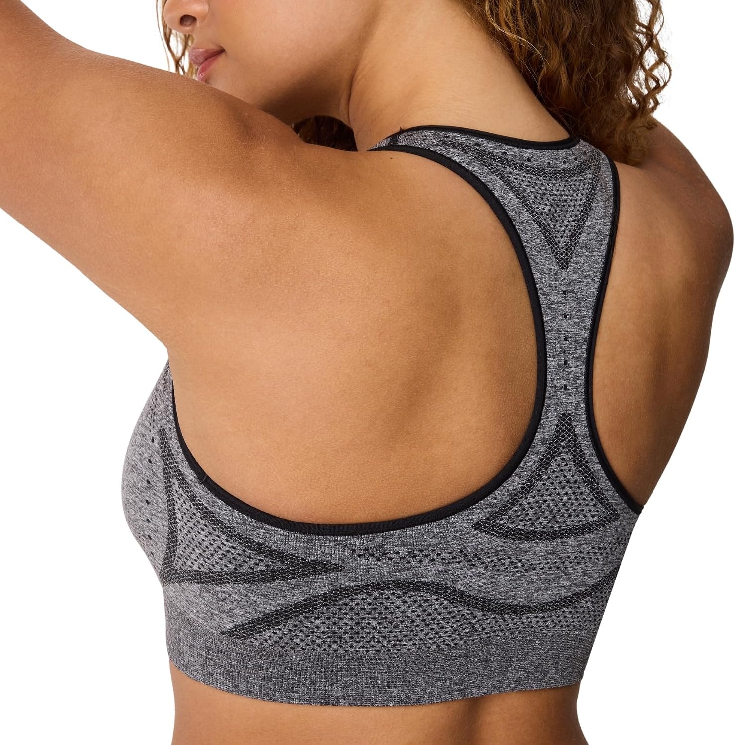 image:imageHanes Womens Seamless Racerback Sports BraBlackWhiteGray 3 Pack