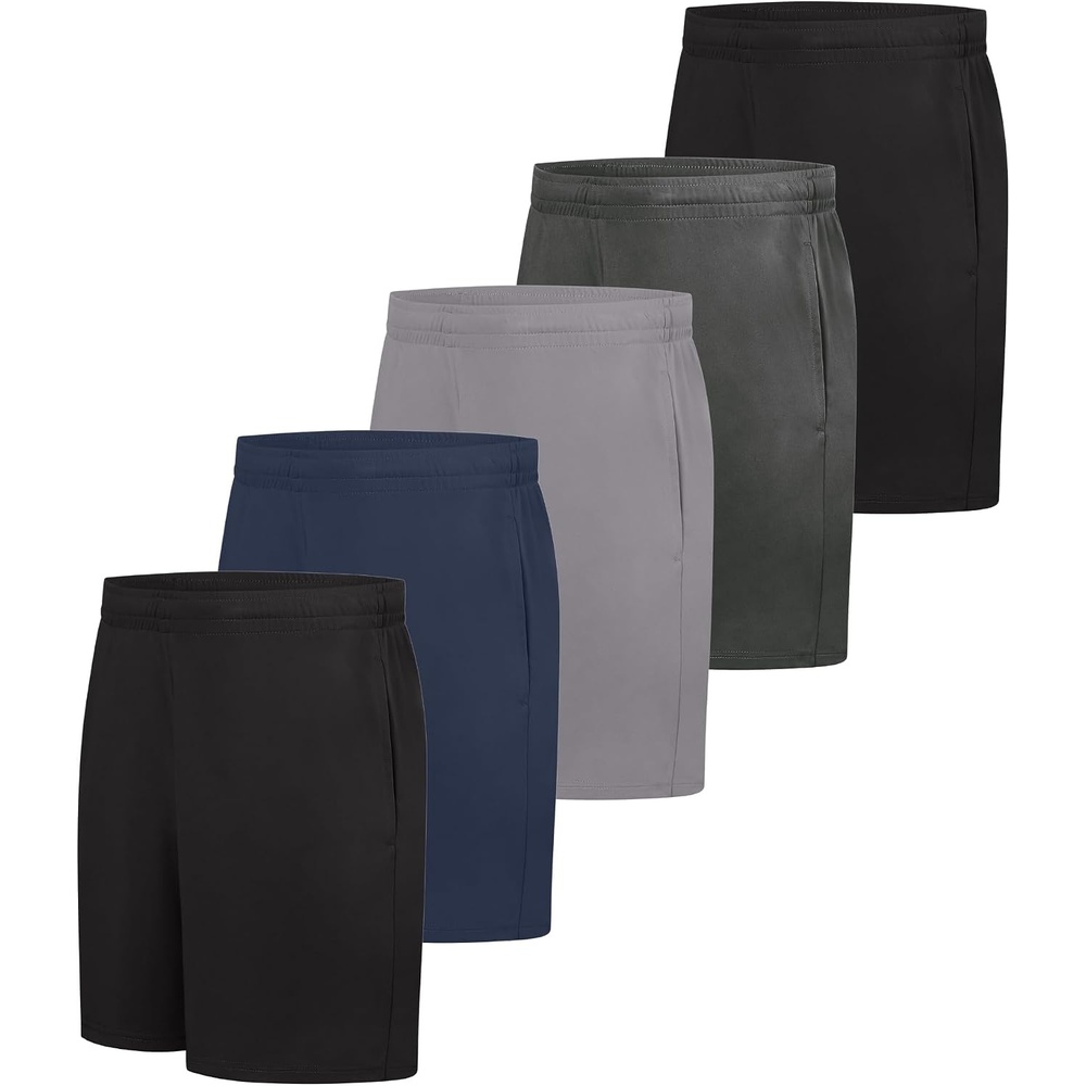 image:imageHanes Mens Shorts Cool Dri 7 Color Blocked Short Moisture Wicking UPF 40 Mens Athletic ShortsBlackCharcoalGraphiteNavy Black