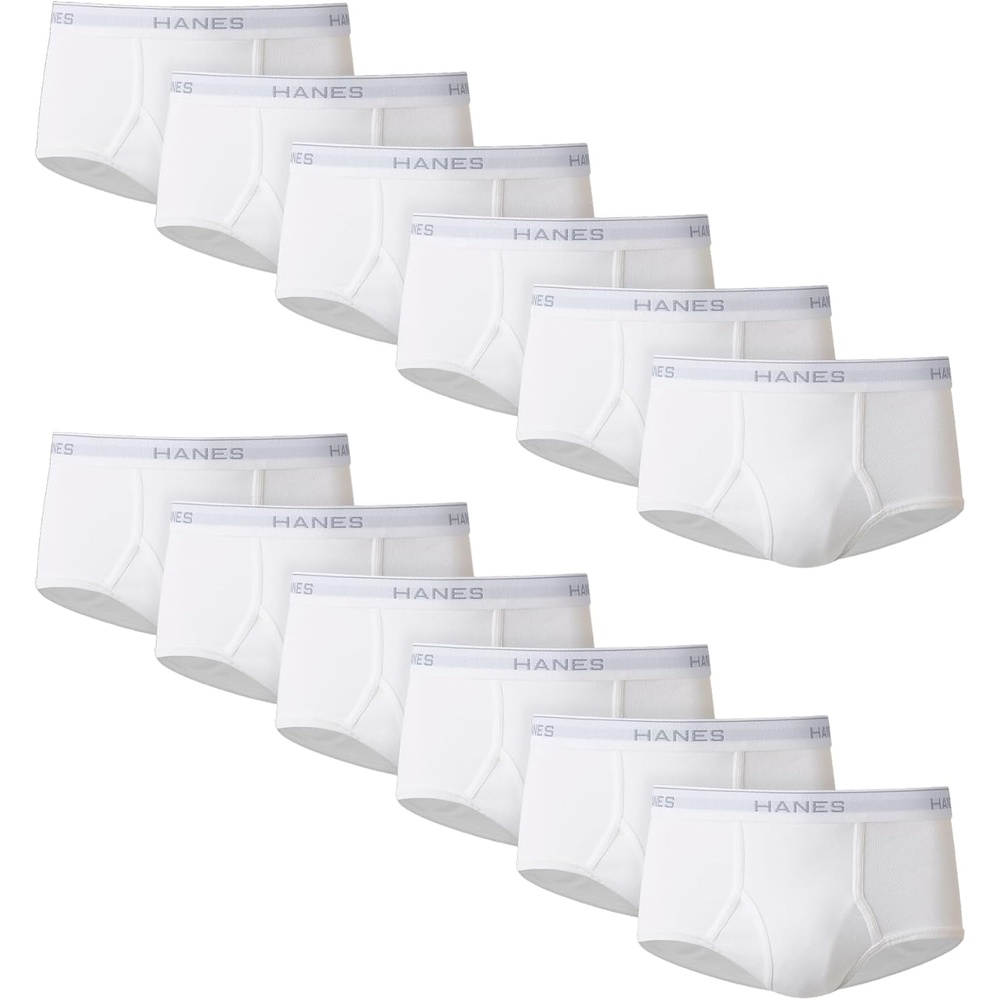 image:imageHanes Mens Underwear Brief Pack Full Rise Cotton Briefs MoistureWicking Underwear White MultipackWhite 12 Pack