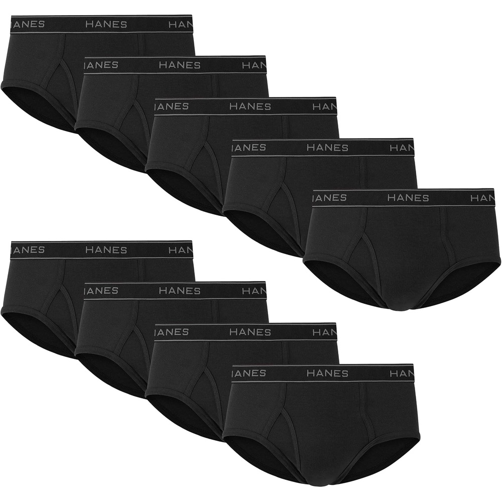 image:imageHanes Mens Underwear Briefs Cotton Mid Rise Briefs Covered Waistband Moisture Wicking MultipackBlack 9 Pack
