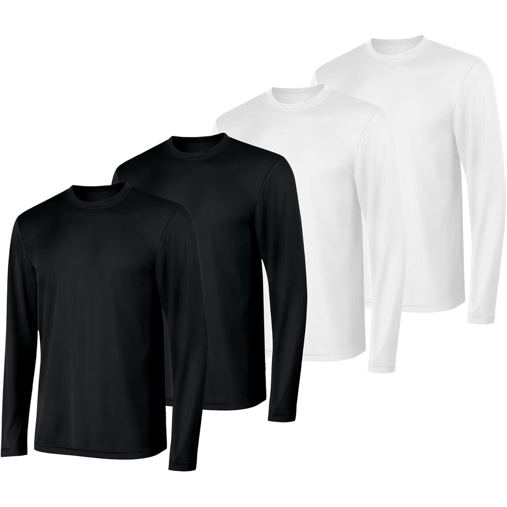 image:imageHanes Sport Mens LongSleeve TShirt Pack Cool DRI MoistureWicking Performance TShirts Performance Tee 2PackBlackWhite 4 Pack