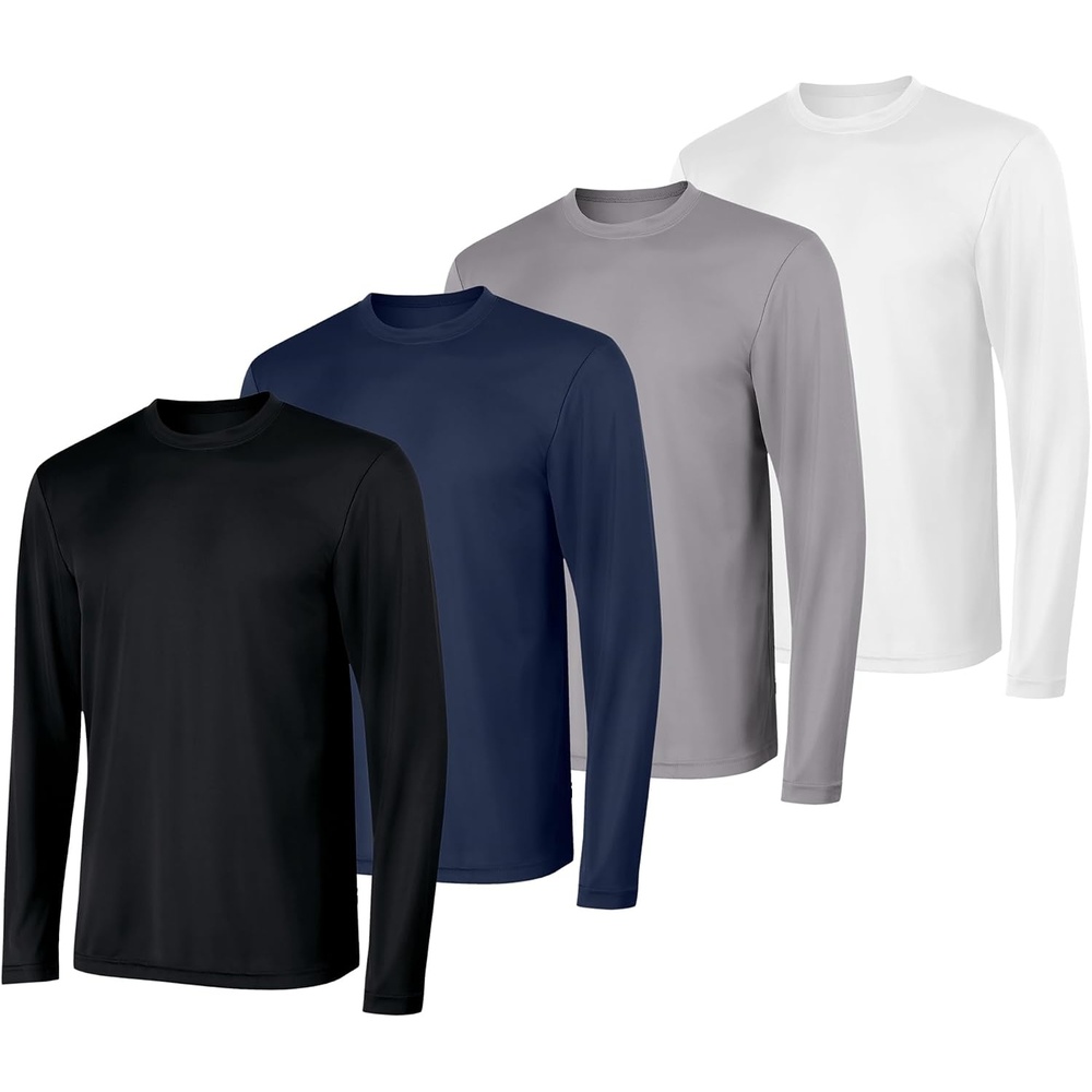 image:imageHanes Sport Mens LongSleeve TShirt Pack Cool DRI MoistureWicking Performance TShirts Performance Tee 2PackBlackWhiteNavyGrey 4 Pack