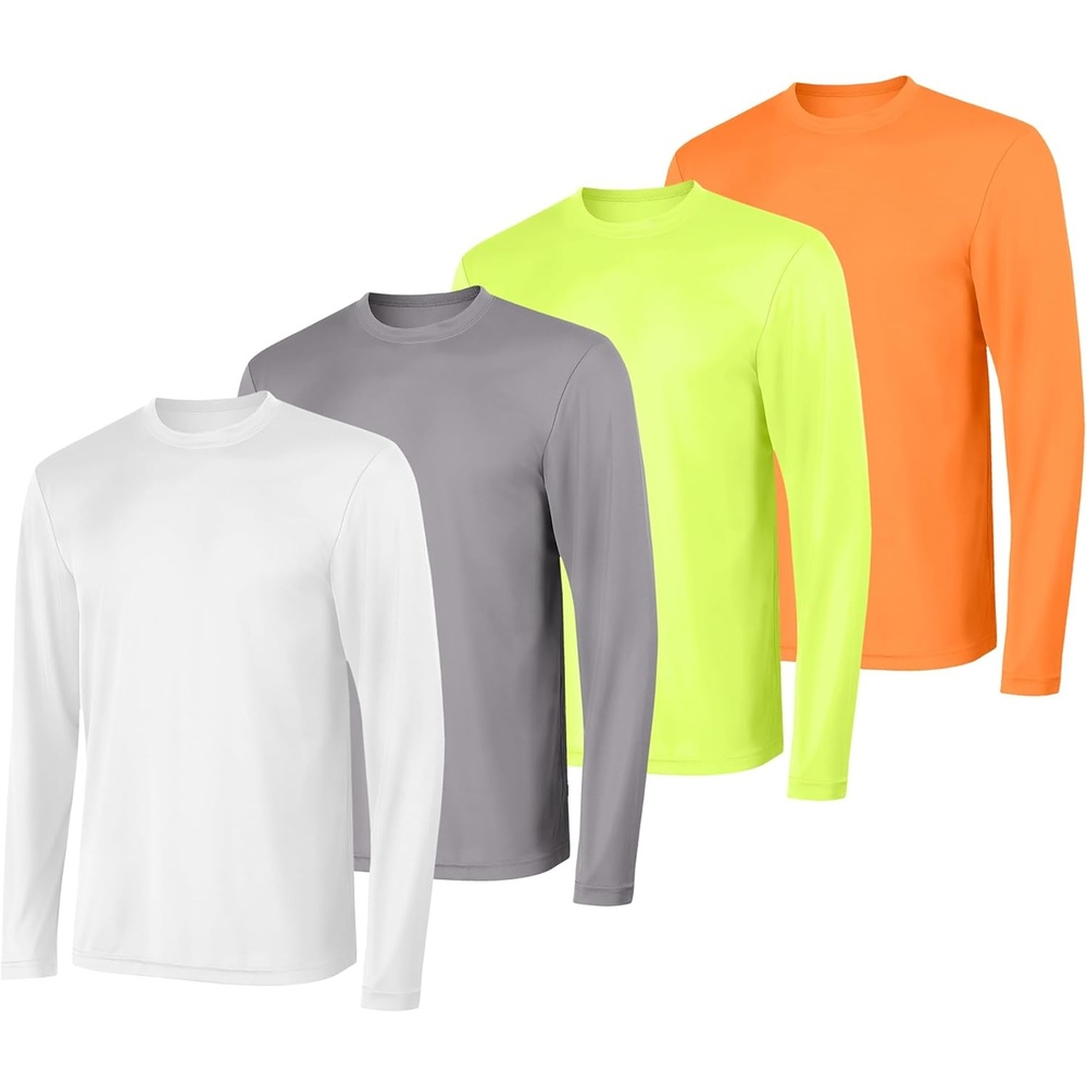 image:imageHanes Sport Mens LongSleeve TShirt Pack Cool DRI MoistureWicking Performance TShirts Performance Tee 2PackWhiteGreySafety OrangeSafety Green 4 Pack