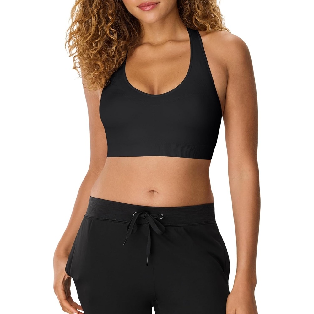 image:imageHanes Womens Seamless Racerback Sports BraEbony 1 Pack