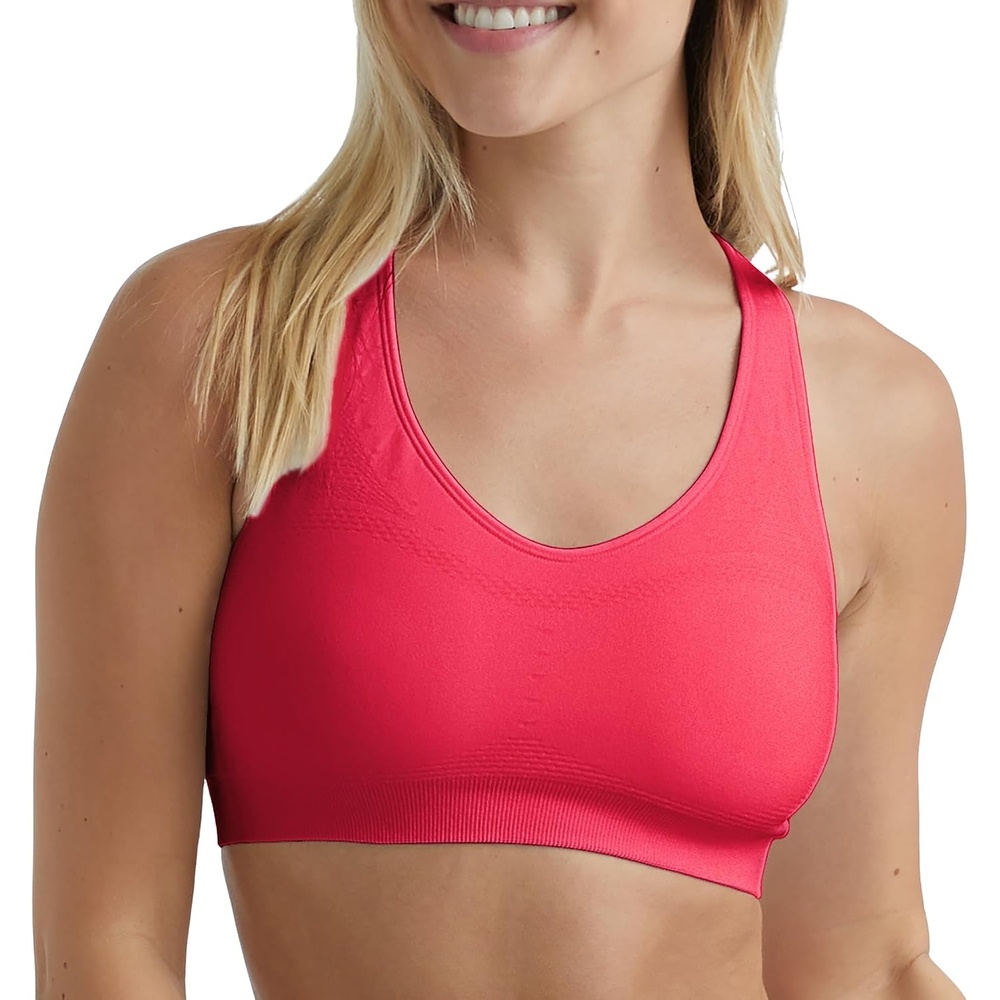 image:imageHanes Womens Seamless Racerback Sports BraRazzle Pink