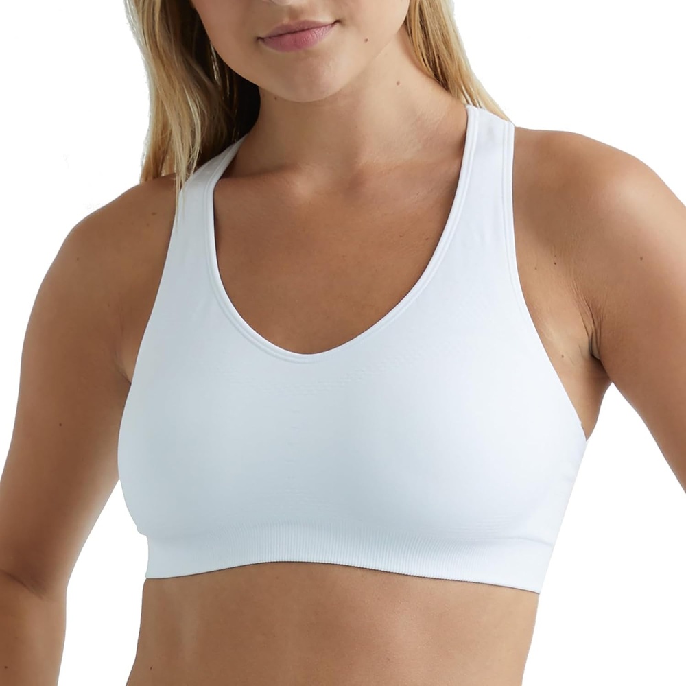 image:imageHanes Womens Seamless Racerback Sports BraTrue White 1 Pack