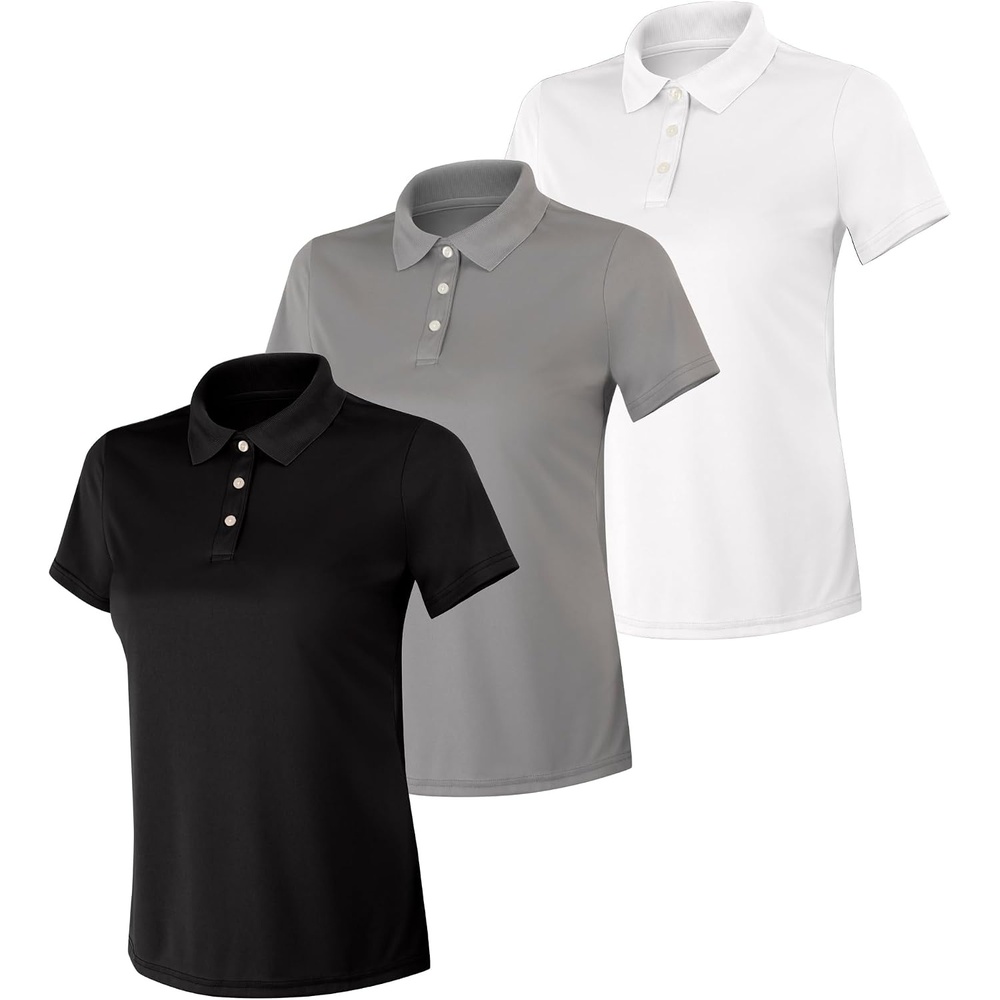 image:imageHanes womens Performance Polo Single or 3Pack Sport Cool DRI MoistureWicking Polo Shirt 40 UPF ProtectionBlackWhiteGray 3 Pack