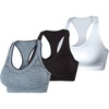 Hanes Women’s Seamless Racerback Sports Bra(Black/White/Gray – 3 Pack)