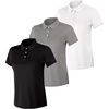 Hanes womens Performance Polo, Single or 3-Pack, Sport Cool DRI Moisture-Wicking Polo Shirt, 40+ UPF Protection(Black/White/Gray – 3 Pack)