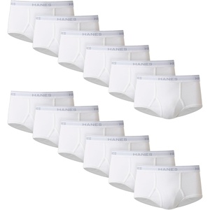 Hanes Men’s Underwear Brief Pack, Full Rise Cotton Briefs, Moisture-Wicking Underwear, White, Multi-pack(White – 12 Pack)