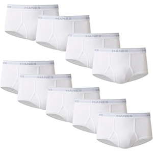 Hanes Men’s Underwear Brief Pack, Full Rise Cotton Briefs, Moisture-Wicking Underwear, White, Multi-pack(White – 9 Pack)