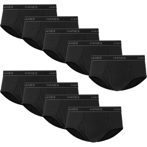 Hanes Men’s Underwear Briefs, Cotton Mid Rise Briefs, Covered Waistband, Moisture Wicking, Multi-pack(Black – 9 Pack)