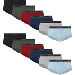 Hanes Men’s Underwear Briefs, Cotton Mid Rise Briefs, Covered Waistband, Moisture Wicking, Multi-pack(Black/Blue/Green/Red – 12 Pack)