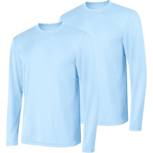 Hanes Sport Men’s Long-Sleeve T-Shirt Pack, Cool DRI Moisture-Wicking Performance T-Shirts, Performance Tee, 2-Pack(Light Blue)
