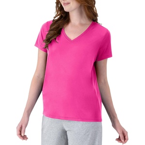 Hanes Women’s T-Shirt, 5-Pack, Sport Cool Dri V-Neck Performance Tees, Moisture-Wicking, Sun Protection(Wow Pink – 1 Pack)