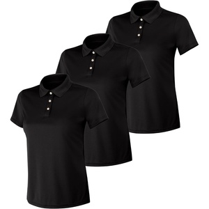 Hanes womens Performance Polo, Single or 3-Pack, Sport Cool DRI Moisture-Wicking Polo Shirt, 40+ UPF Protection(Black – 3 Pack)