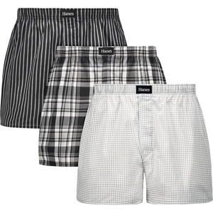 Hanes Men’s Underwear Boxers, Originals Ultimate Cotton-stretch Woven Moisture-wicking Multipack Boxer(Black/White Plaid and Prints)