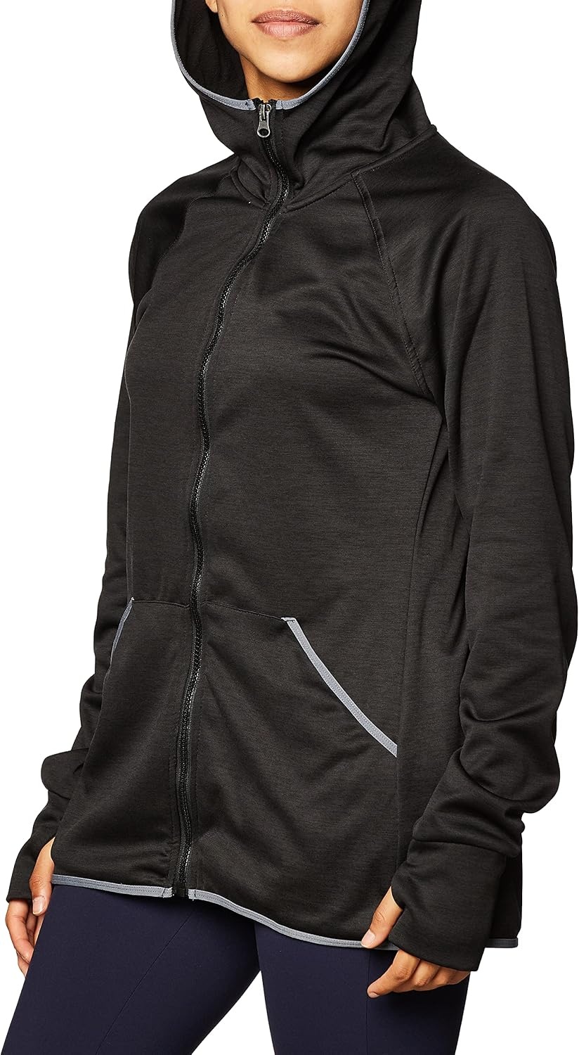 image:imageHanes Sport Womens Performance Fleece Full Zip HoodieBlack HeatherDada Grey Binding