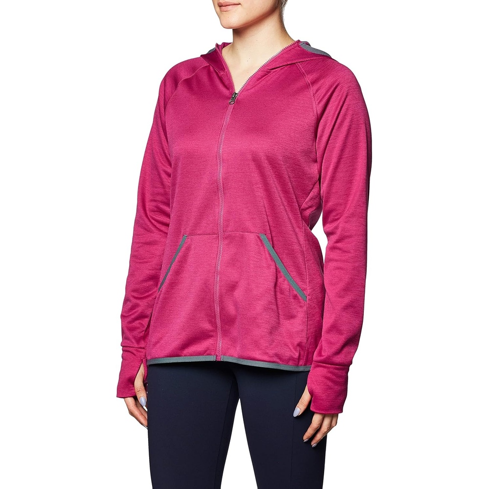 image:imageHanes Sport Womens Performance Fleece Full Zip HoodieFresh Berry HeatherDada Grey Binding