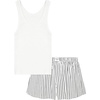 Hanes Women’s Pajamas Set, Comfywear Tank Top & Boxer Shorts Pajamas for Women Set, Soft Cotton-blend Loungewear(White/Black Stripe)